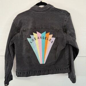 Pacsun black denim jacket with Large embroidery on back